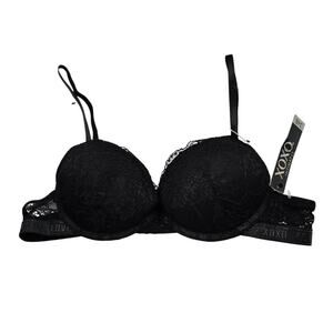 Vintage Y2K XOXO Womens Sz 34B Sexy Push Up Bra Black Lace NEW